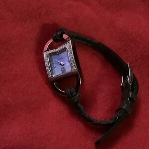 Paola Gucci Cubic Zarconia Elegant Black and Silver Wrist  Watch